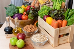 Pile of healthy food consist of vegetables, fruits and nuts